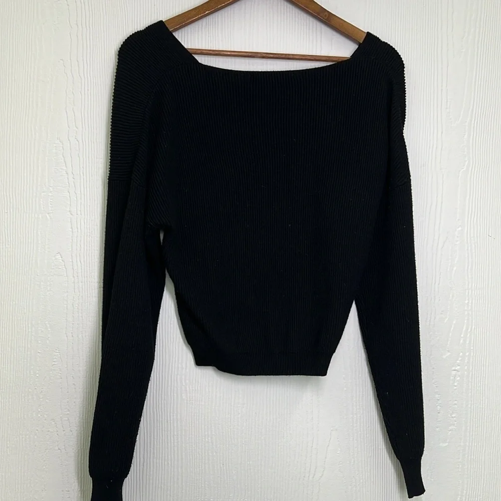 Zara - Black Chunky Knit Twisted Front Lightweight Long Sleeve Sweater Size Sm